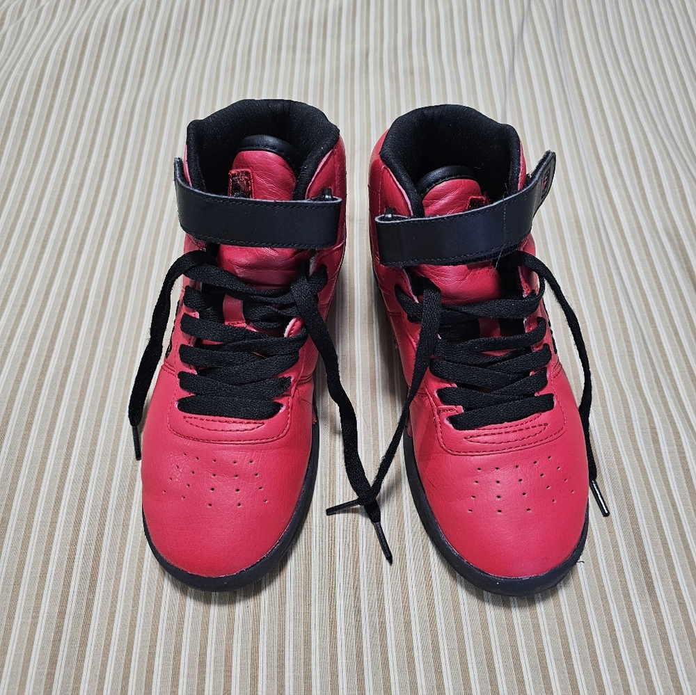 Fila Size 3 Kids Red High-Top Basketball Sneakers